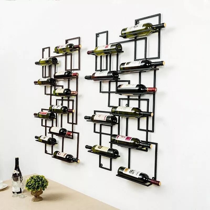 壁掛けワインラック アイアン 10本収納可能 ブラック ゴールド ブロンズ お洒落 モダン シンプル メタル SNS映え インスタ映え