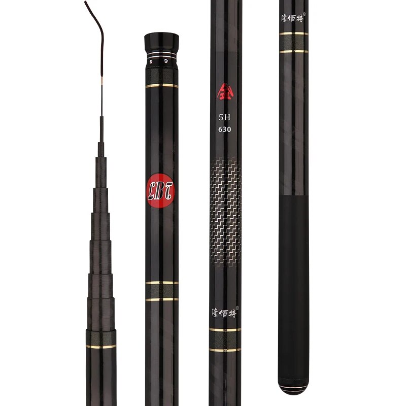 超軽量伸縮式スピニングフィッシングロッド カーボンファイバー ロードバイク用 冬用 3m4m5m6m7m8m Black 7.2M and gifts