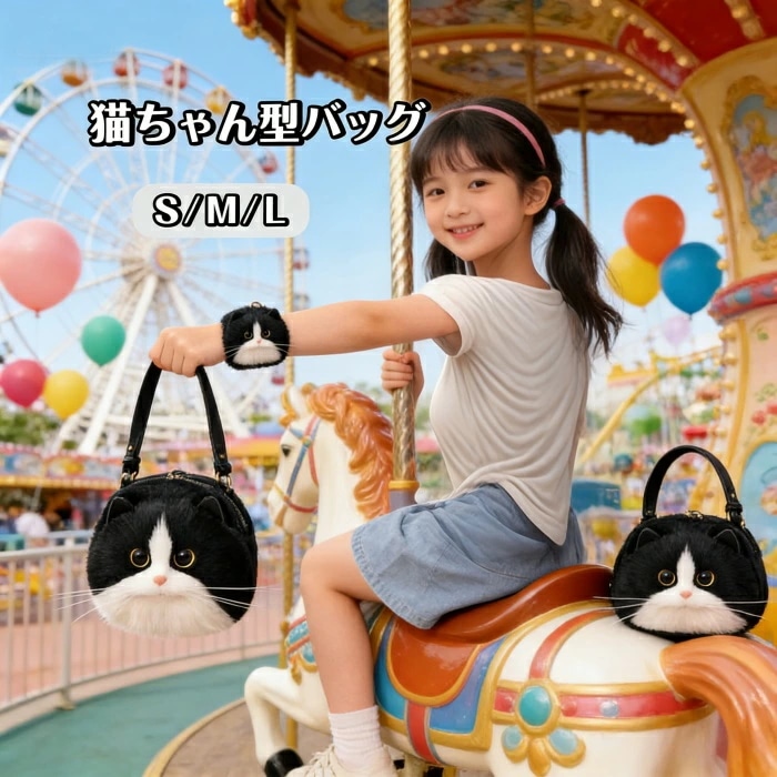 猫ちゃん型バッグ ショルダーバッグ ハンドバッグ レディース 猫型 バッグ 猫 鞄 カバン 雑貨 バッグ ぬいぐるみ ファー リアル ふわふわ 猫好き ミニバッグ サブバッグ 可愛い ポーチ 長毛