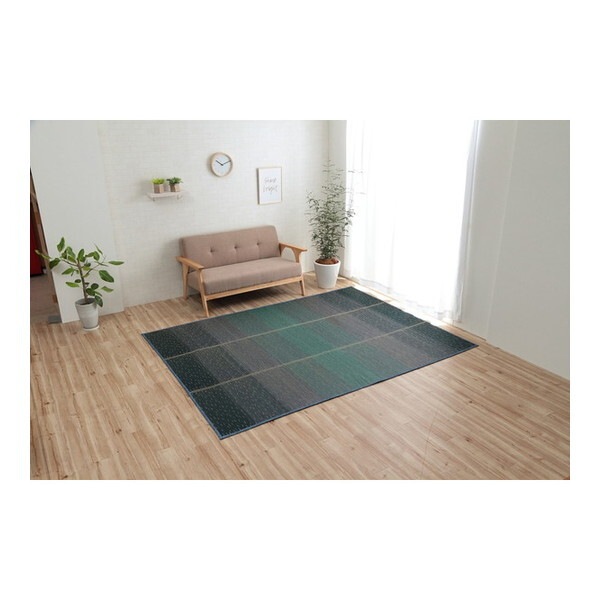 1070480042103 ラグ 小林製薬 持続性抗菌剤 KOBA-GUARD 制菌 抗菌防臭 滑り止め ウレタン 不織布 夏 い草 グラデーション ブルー 約126×190cm メーカー直送