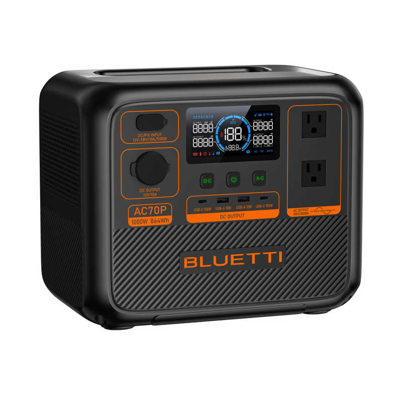 BLUETTI　プレミアムシリーズ 864Wh ポータブル電源　AC70P