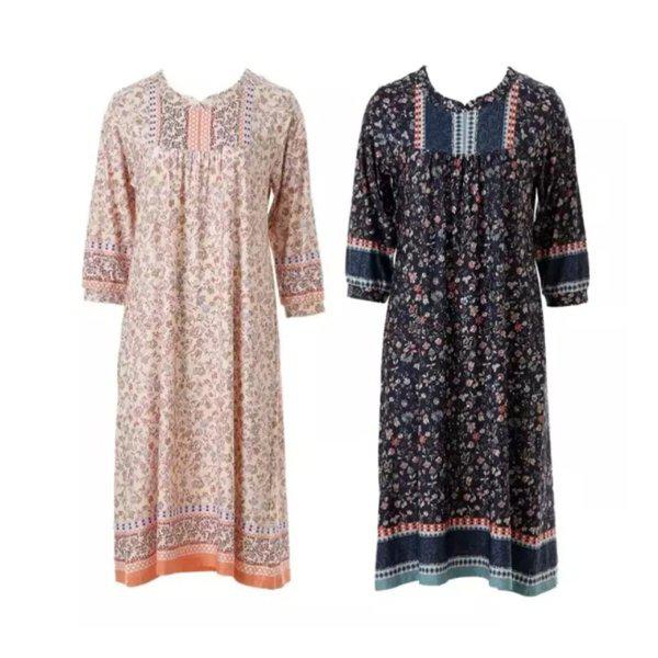 ギフト用旅行用)人気商品)しわにならない四方スパンポリスパン花ボーダーナ染めワンピース(VEVS117L)