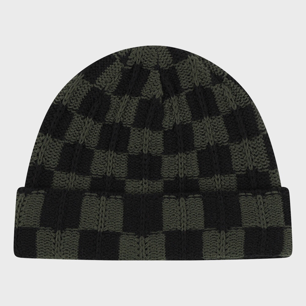 マシェグリッドチェッカーボードビーニーオリーブ/ブラック (MG2EFMAB37A)