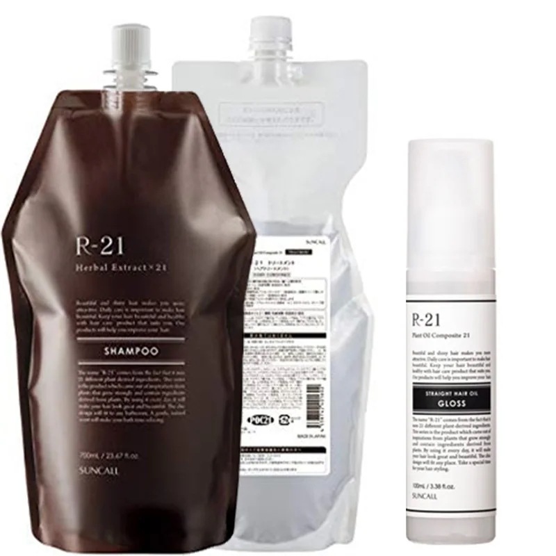 サンコール R-21 シャンプー 700mL + トリートメント 700g + ストレート ヘアオイル グロス 100mL 詰め替え セット エイジング毛 ハリコシ ヘマチン ボリュームアップ 保湿
