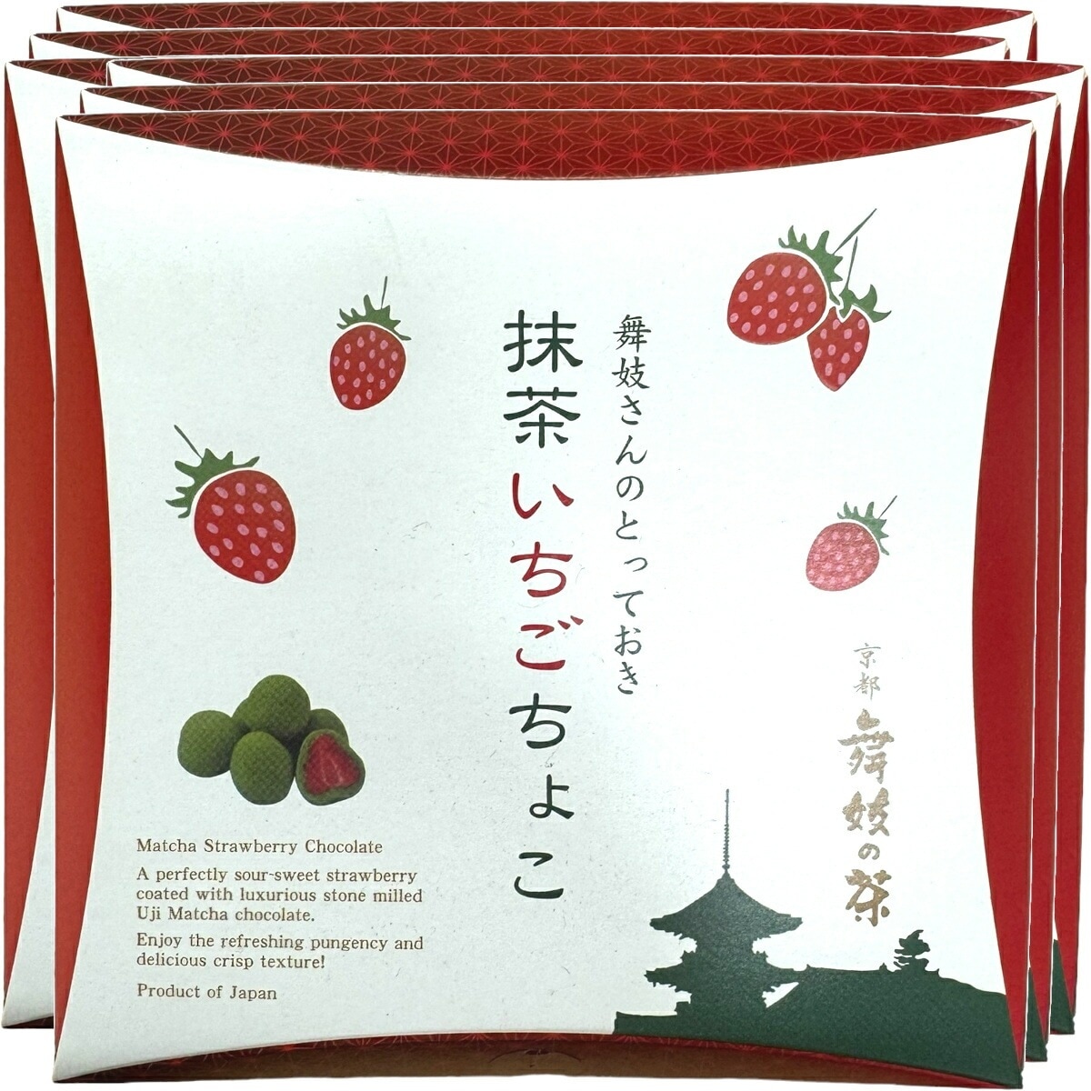 京都 舞妓の茶 抹茶いちごちょこ 72g 箱入（243袋入）6箱セット 甘酸っぱい丸ごとフリーズドライのいちごに石臼挽き宇治抹茶を贅沢に使用した抹茶チョコレートでコーティング 抹茶 おやつ ギフ