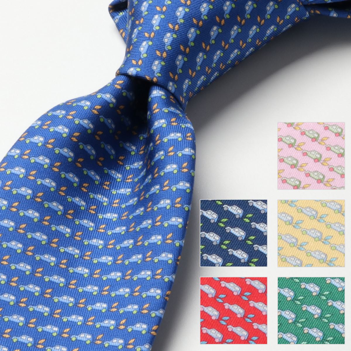 FERRAGAMO フェラガモ ネクタイ 35 0356 メンズ シルク 車 カラー6色