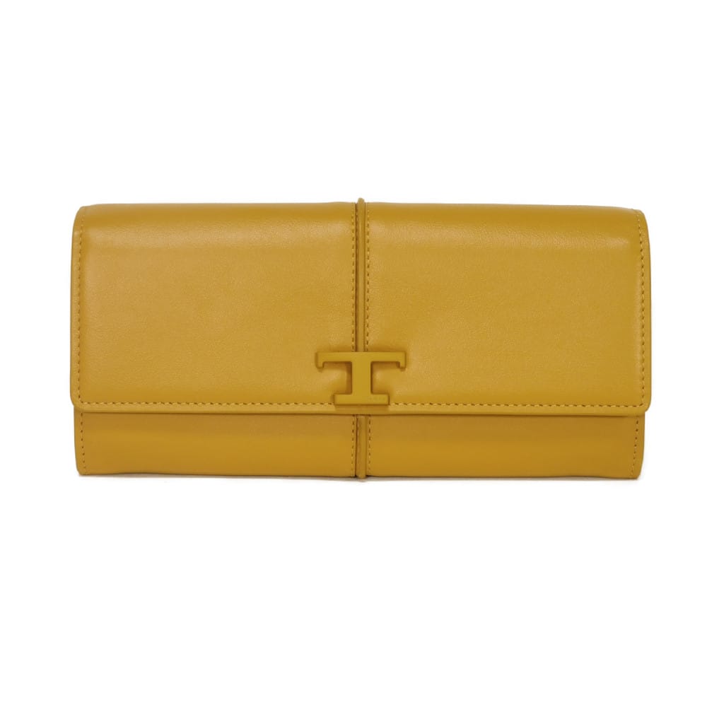 【中古】TOD’S 長財布 二つ折り コンパートメント 札入れ カードケース コインケース T タイムレス ロング フラップ ウォレット ロゴ