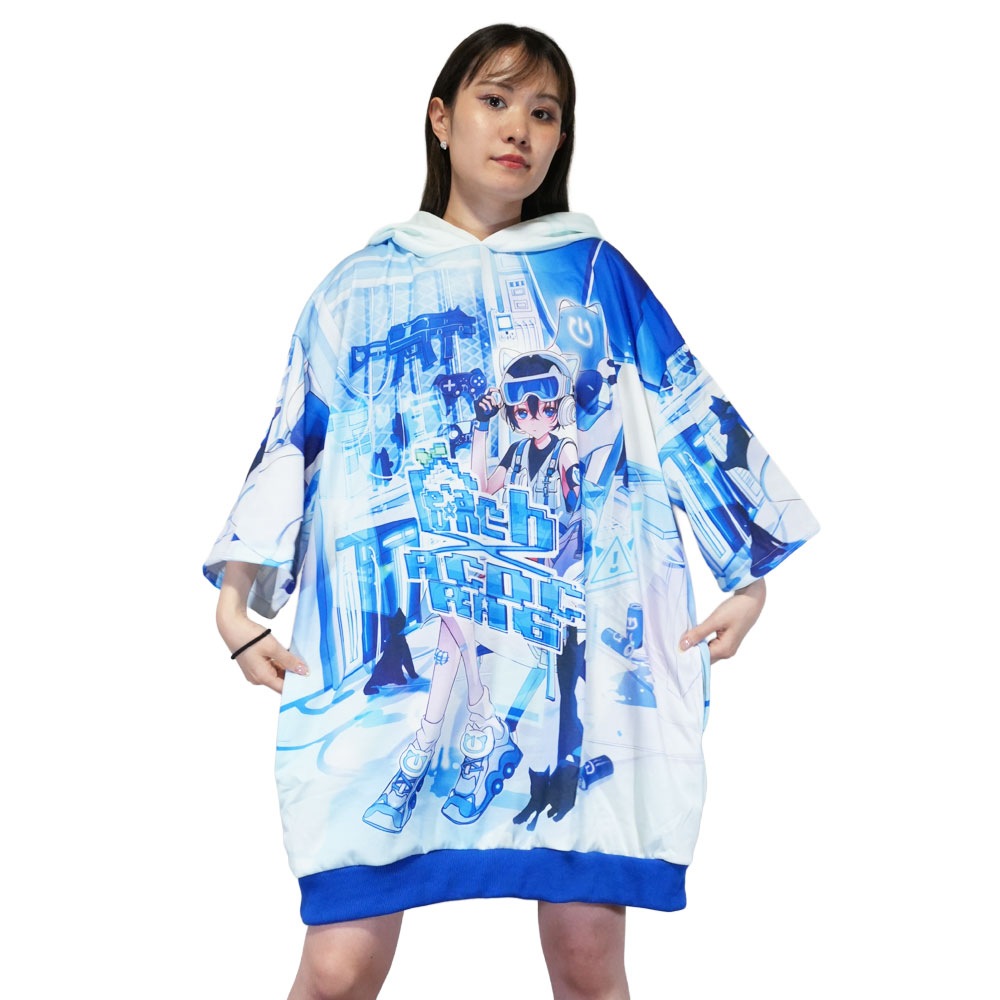 [半袖]サイバーネコ パーカー ファッション 原宿系 原宿 韓国 病み 病みかわいい 派手カワ サイバー ゲーム ブルー jr-pppa-01 5,121円