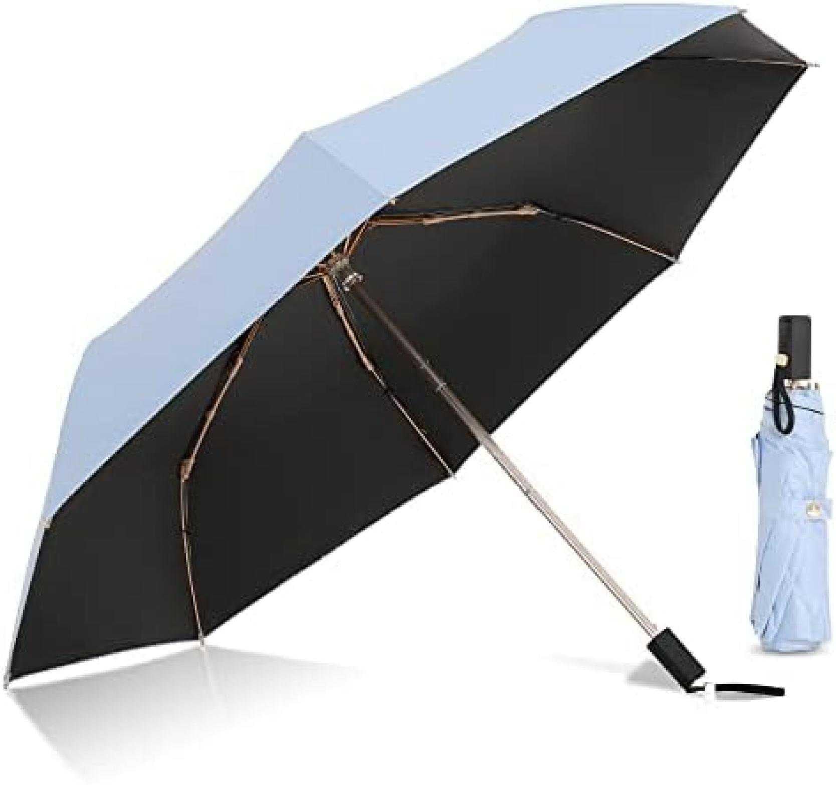 【20%OFFクーポン～】日傘 折りたたみ傘 折り畳み日傘 かさ UVカット 遮光 折り畳み傘 紫外線遮断 耐風 メンズ レディース 収納ポーチ付き プレゼント ギフト おしゃれ 台風対応 丈夫 (青