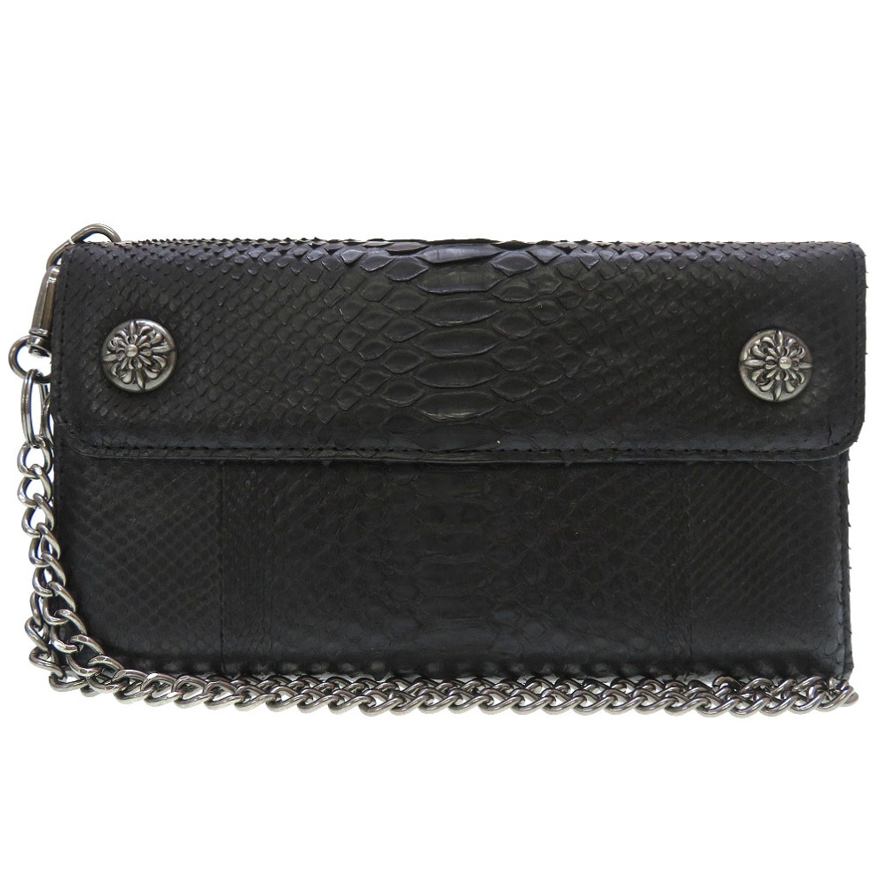 未使用品 CrowZ 長財布 パイソン/パイソン ブラック 0264【中古】 メンズ