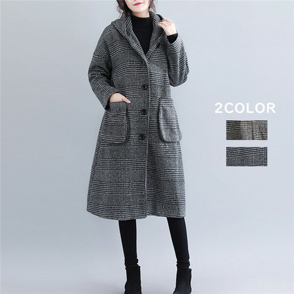 コート ロングコート レディースコート ロング ジャケット アウター レディース 羽織 ロング カーディガン チェスターコート フード付きチェック柄 万能 大人 オシャレ お呼ばれ チェック柄 通勤