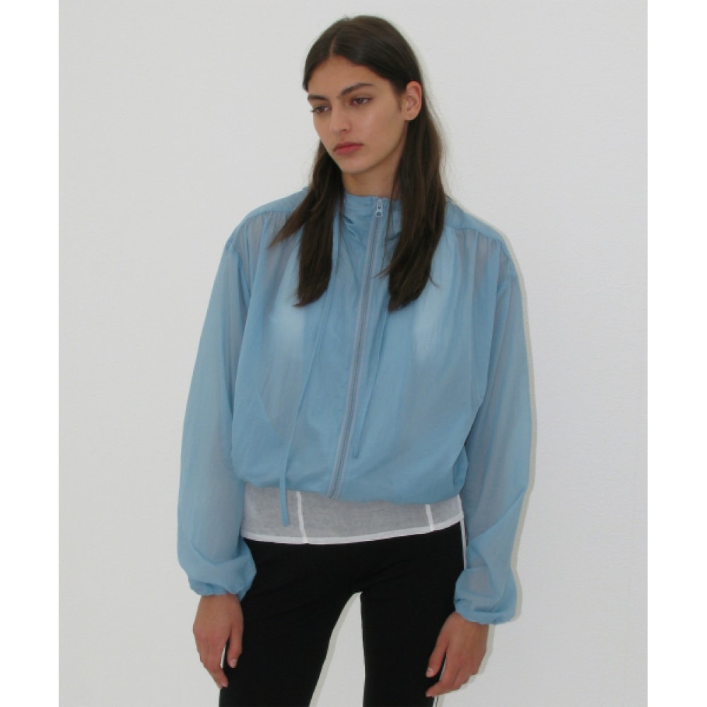 PARTIMENTO レディースシアーシャーリングパーカージャケット_ダスティスカイ