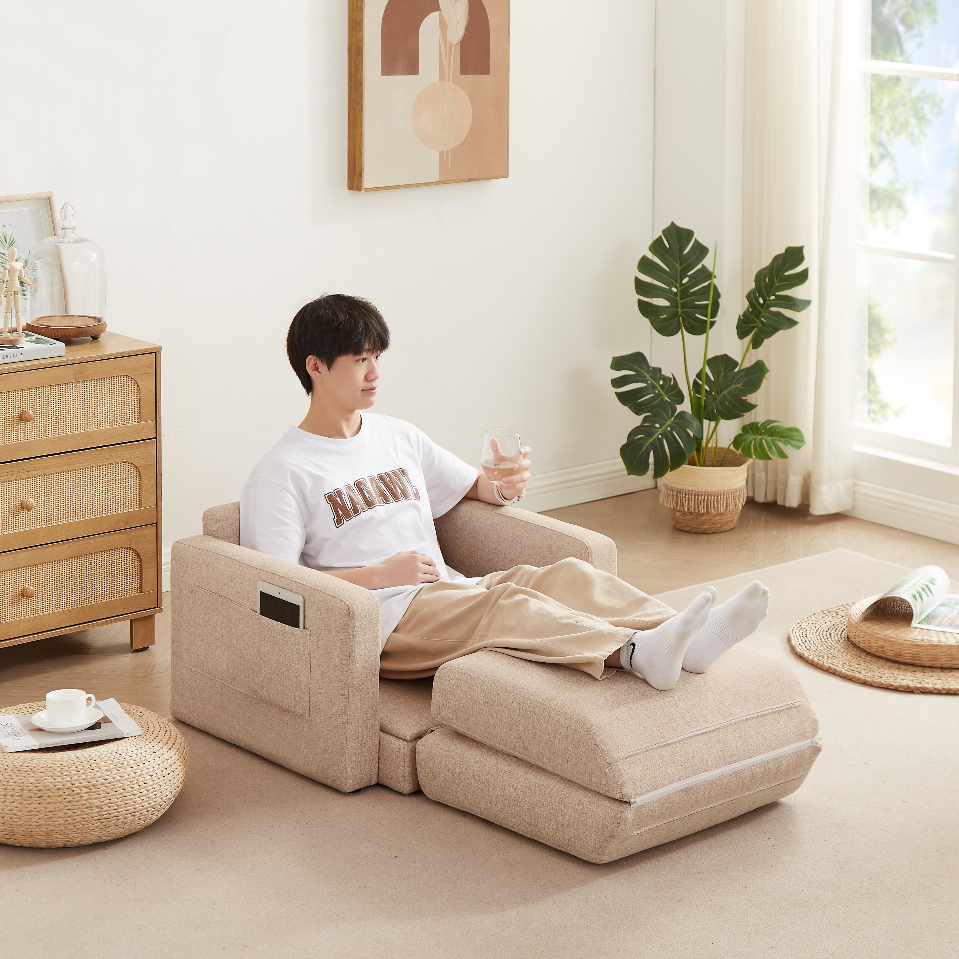 【国内出荷 - 3日配達】ソファーベッド 折りたたみベッド ローソファー シングルソファーベッド 座面開閉式 ソファーけ コンパクトソファーベッド フロアソファ