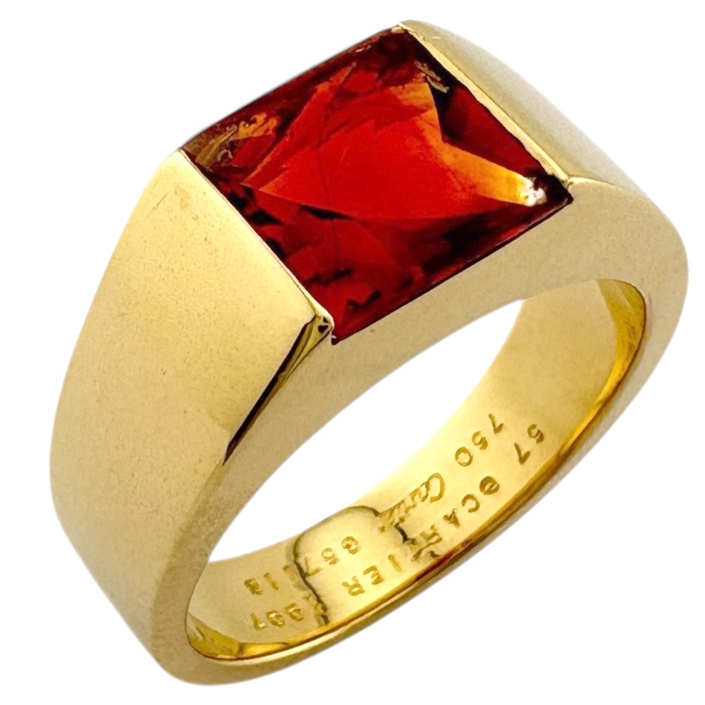 カルティエ タンクシトリン リング 指輪 17号 18金 K18イエローゴールド シトリン CARTIER 中古 美品