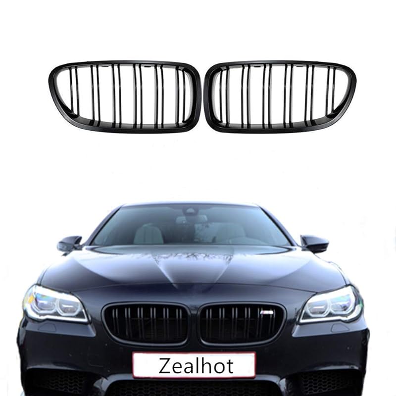 Zealhot F10 グリル グロスブラック フロントグリル キドニーグリル，適切 BMW 5シリーズ F10 F11 F18 2010-2017年 用 (グロスブラック) (グロスブラック)