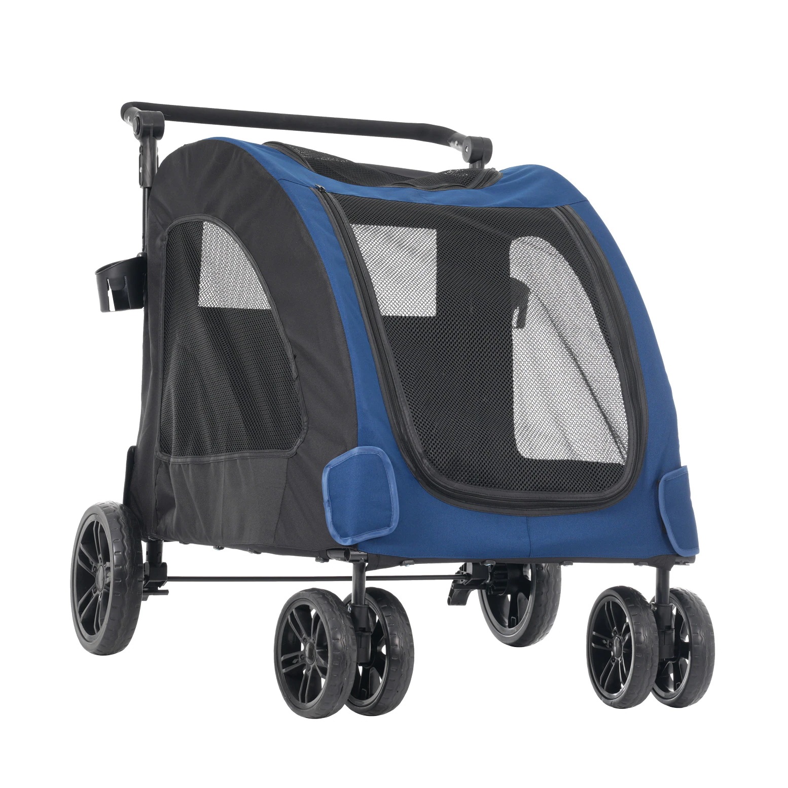 【2025年新仕様】ペットカート 耐荷重50 折りたたみ 多頭 中型犬 小型犬 猫 軽量 組立簡単 工具不要 介護用 ドッグカート 犬 猫 動物 ペット用品【ブルー】