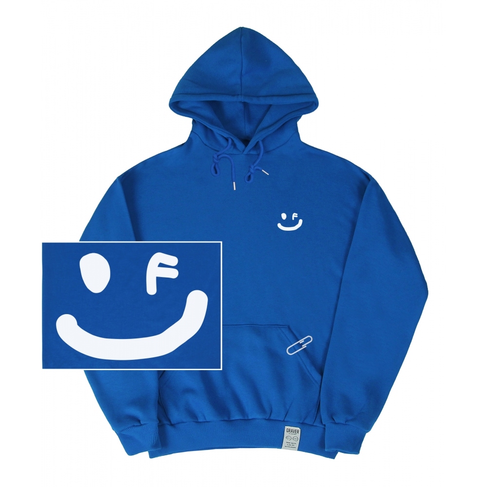 GRAVER [スウェットシャツ72時間限定] [ユニセックス] スモールドローイングスマイルパーカー_コバルトブルー