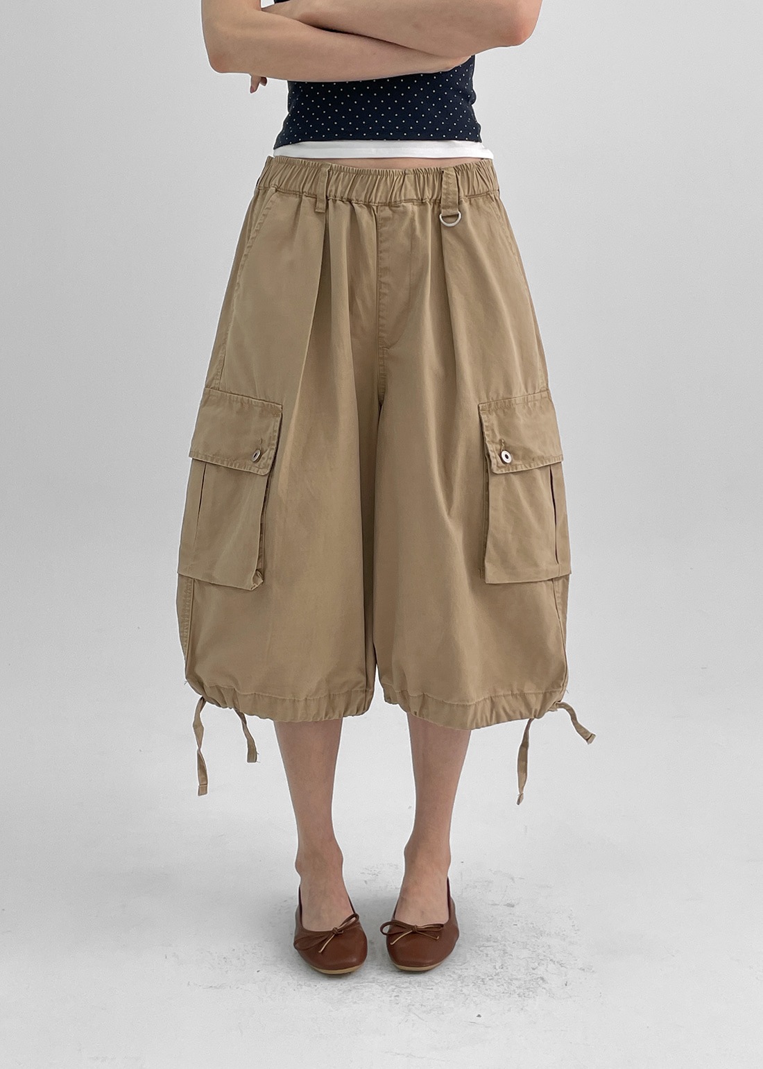 (UNISEX) カチノンバンディングカーゴバミューダパンツ