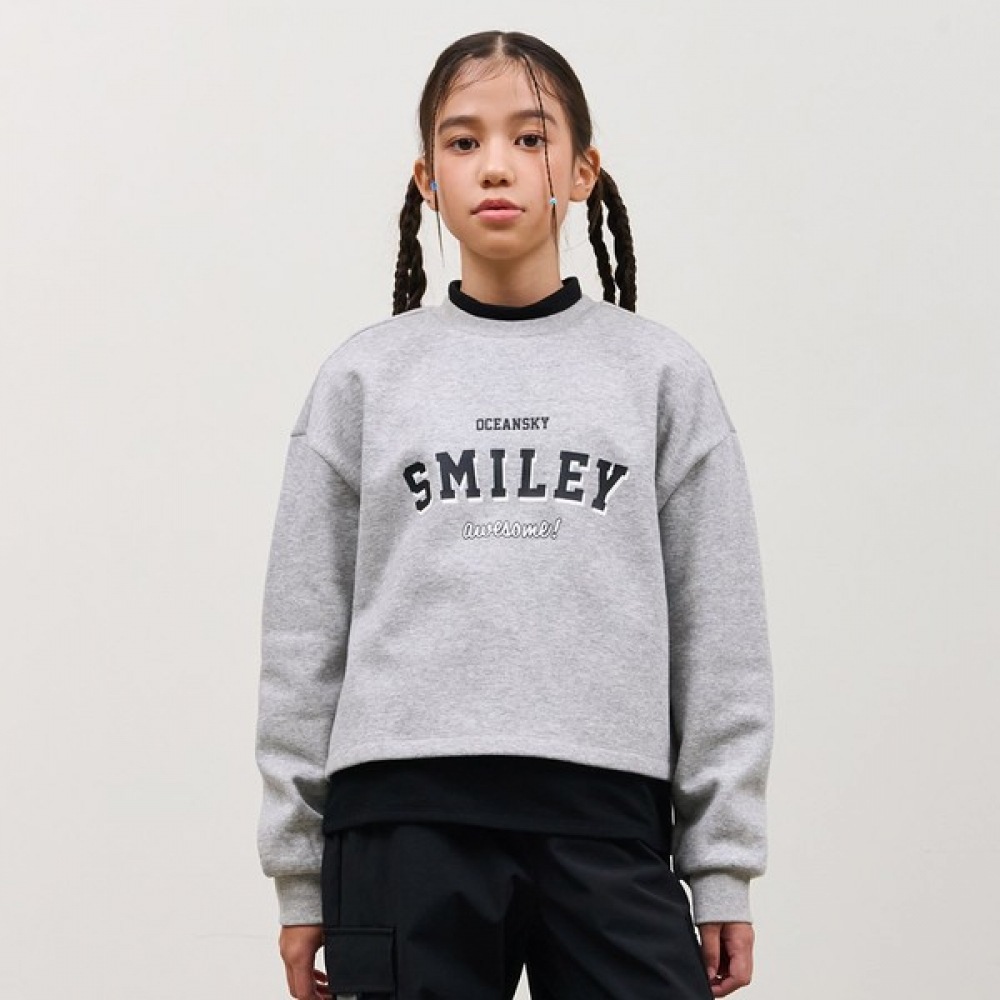 （オーシャンスカイ）女の子用グラフィックレイヤード起毛スウェットシャツ-DFJG5174D0B 4,996円