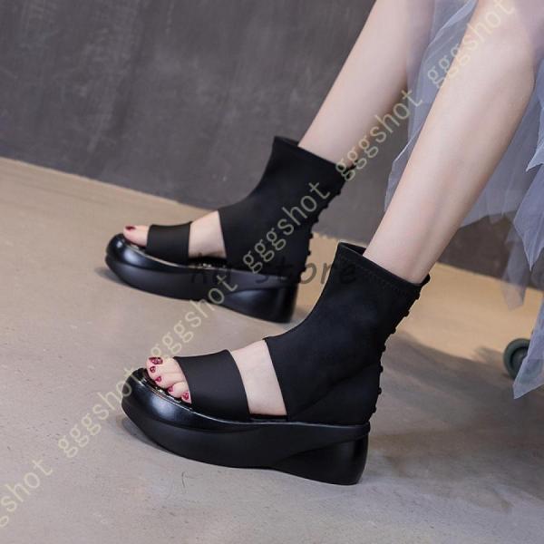 厚底サンダル サマーブーツ レディース靴 美脚 歩きやすい 疲れない 足が痛くならない サンダル ブーツサンダル オフィスサンダル オープントゥ ソール