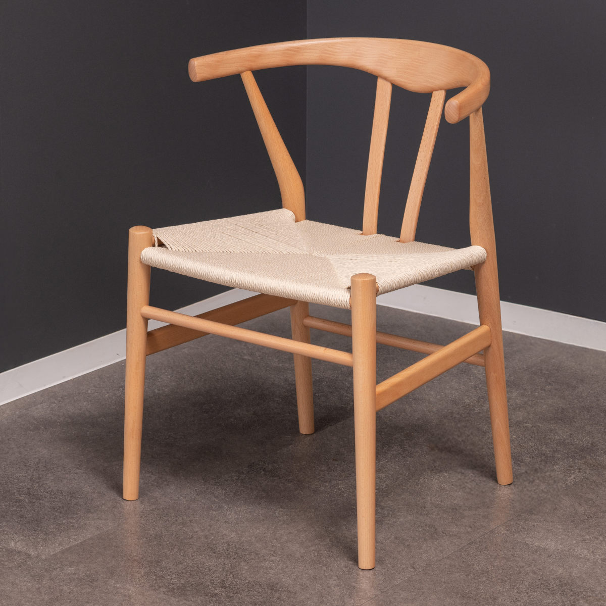 ダイニングチェア 座面高44cm ペーパーコード ビーチ リボーンチェア リプロダクト デザイナーズチェア チェア Yチェア 椅子 食卓 背もたれ 天然木 ナチュラル 北欧 無垢材 曲木