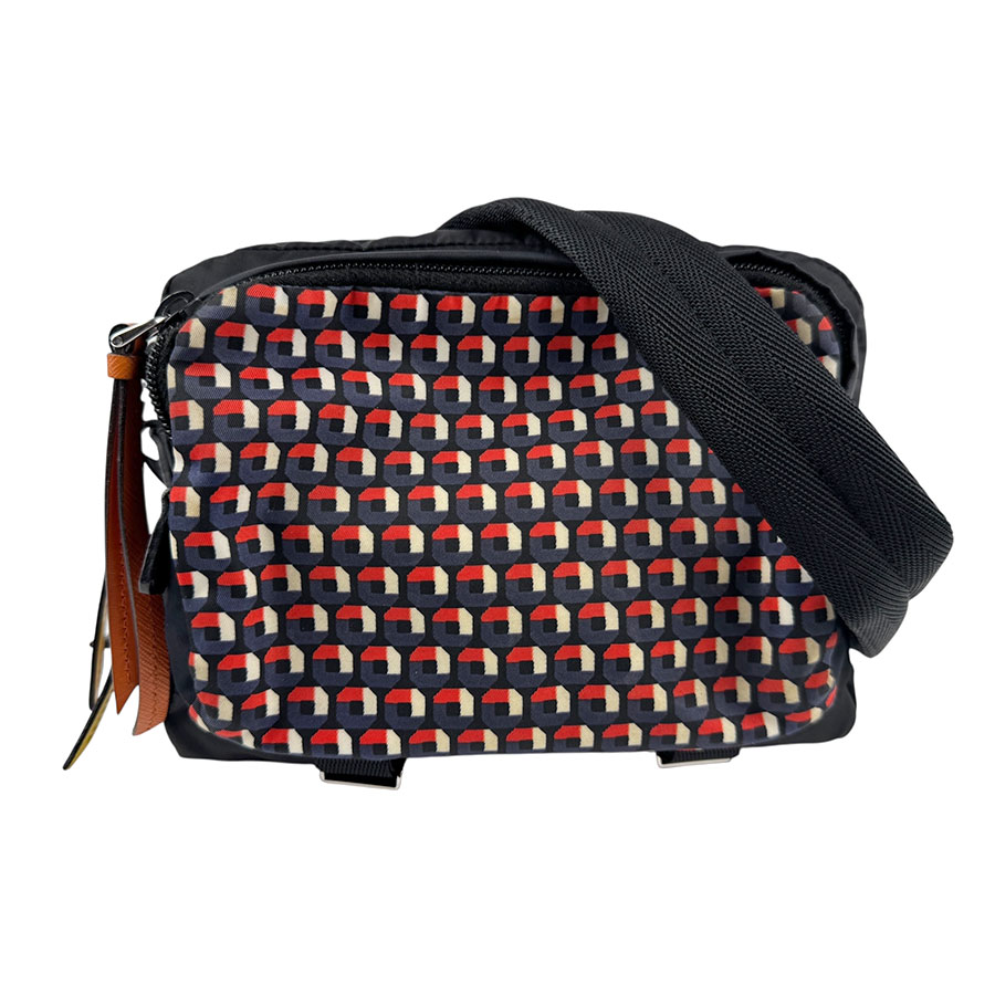 プラダ PRADA 斜め掛けショルダーバッグ ナイロン ブラック/マルチカラー シルバー レディース n1203