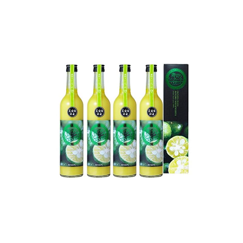 やえやまファーム 大宜味村産 青切シークヮーサー 100％ジュース 500ml×1本×4箱 ケレス沖縄 ノビレチン豊富な沖縄・大宜味村産のシークワーサー100%果汁