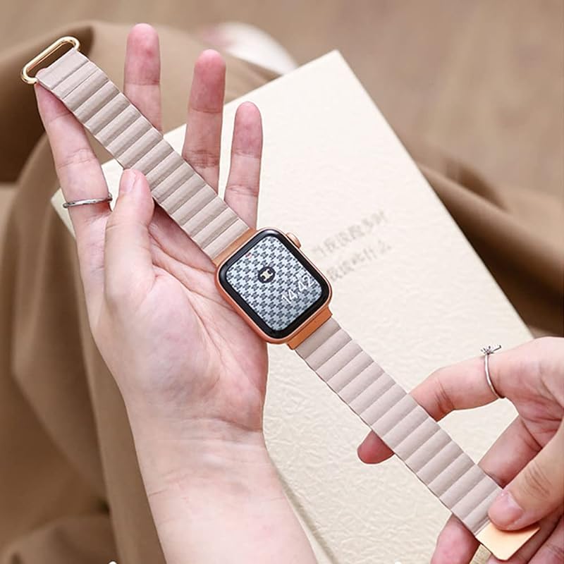 Apple Watch バンド 革レザー アップルウォッチ バンド 磁吸引式ループ 自由調整 マグネット 装着簡単 着脱簡単 Series8 7 6 5 4 SE 38mm 40mm 41mm 42m