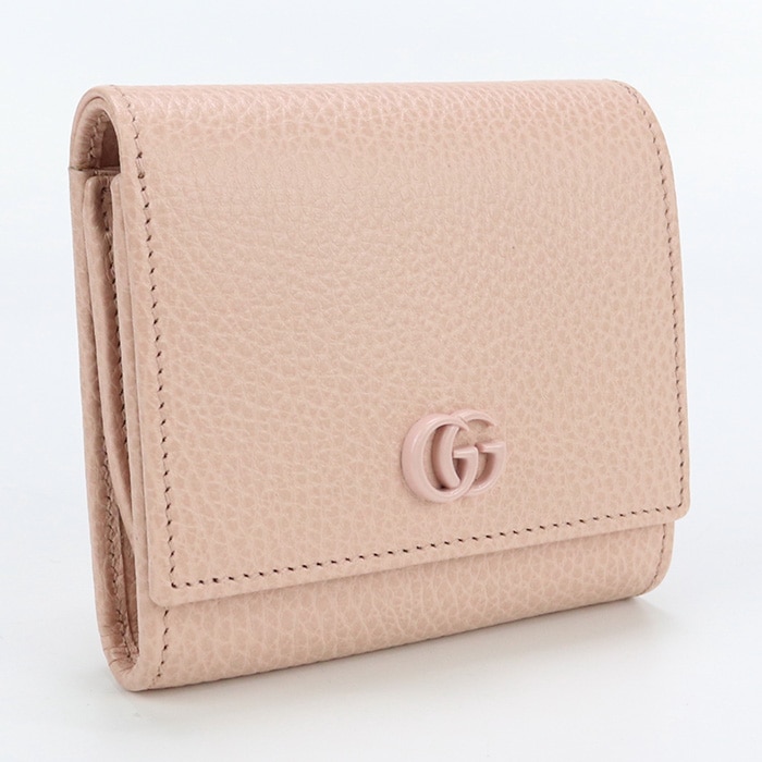ミディアム ウォレット ダブルGG 598587 二折財布小銭入付き レザー ピンク【中古】 レディース