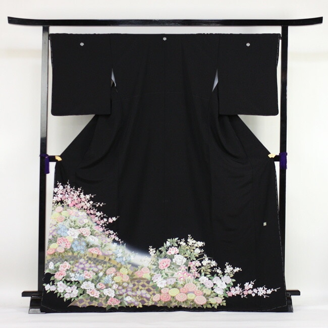 レンタル 留袖 レンタル　本加賀友禅黒留袖19点フルコーディネートセット 結婚式