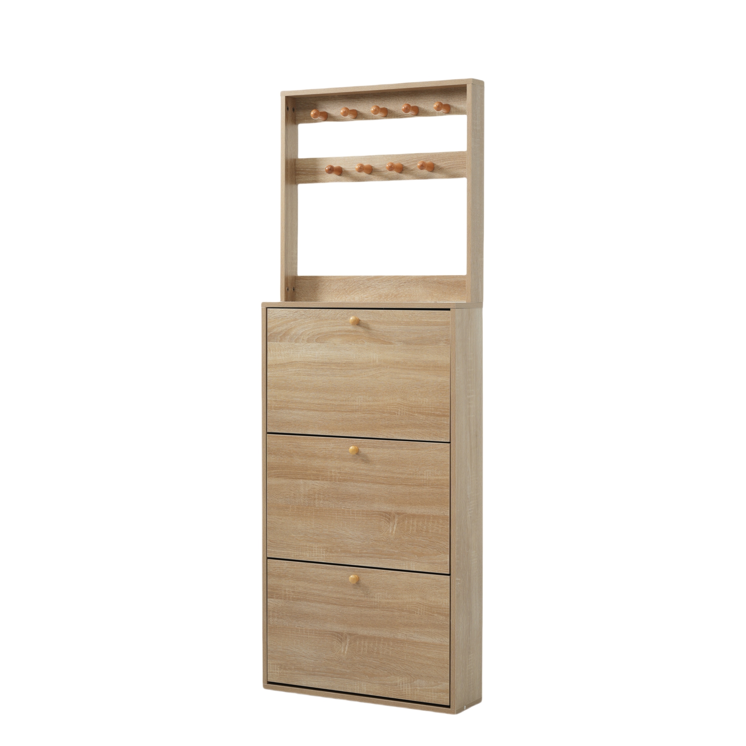 【国内発送】1037【新品】ヴィンテージナチュラル シューズラック スリム 靴箱 下駄箱 薄型 3段 フック付き くつ箱 靴入れ 収納ラック エントランス 靴収納 靴収納棚 木製 おしゃれ 消臭