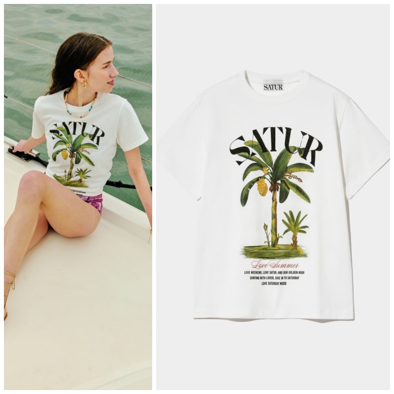 【SATUR】(W) BANANA TEE GRAPHIC T-SHIRT : SATURDAY WHITE