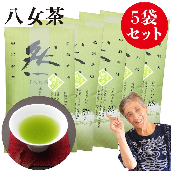 八女茶 煎茶 100g 5袋セット 樹 然 産地直送 安心安全 お茶 緑茶 茶葉 日本茶 ネコポス