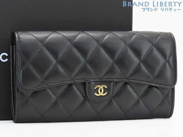未使用シャネルマトラッセココマーククラシックロングフラップウォレット二つ折り長財布ブラックAP0241A80758
