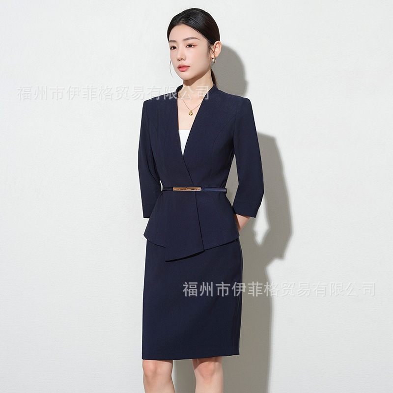 プロフェッショナルスーツ スーツ レディース 2024夏新作 七分袖スーツ スカート ジュエリー ヘア 美容院 l 作業服