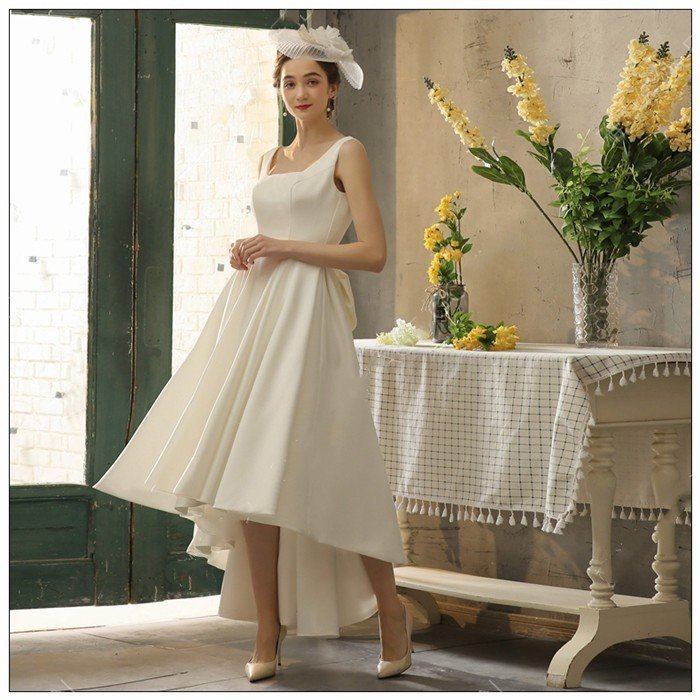 ミニ丈 ミモレ丈 ウェディグドレス 二次会 花嫁 パーティドレス 結婚式 白 ワンピース 演奏会 大きいサイズ 小さいサイズ ドレス 発表会 お呼びばれ おしゃれ