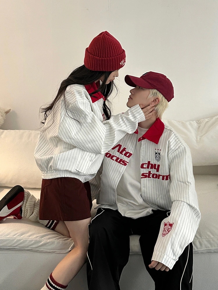 新色追加！2025秋冬 韓国 かわいい レディース パッチワークアウター ブルゾンお出かけ切り替え 長袖セクシーシルエットユニセックストップスストライプカジュアルファッション系ベースボールサイズフルト