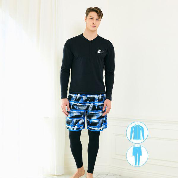 男性用ハーフジップラッシュガードウォーターレギンスビーチショーツセットBEM Y906K_P395579180