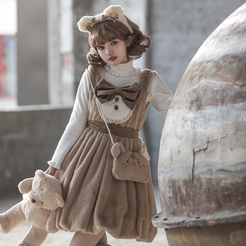 かわいい 秋冬 ジャンパースカート 3色 リボン 日常制服 ロリータ ワンピース