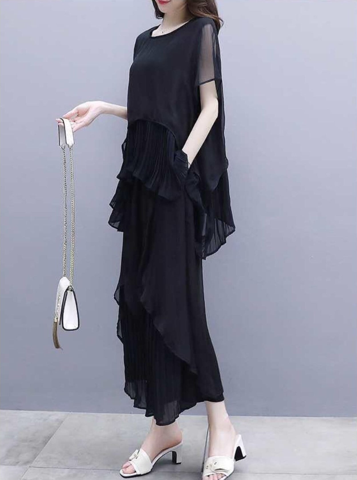 トップス ボトムス シャツ ミモレ丈 ロング 半袖 ラウンドネック ワイド 上下セット 2点セット かわいい 大人可愛い きれいめ シンプル 大人 上品 おしゃれ 大人可愛い 大人女子 こなれ感 無地