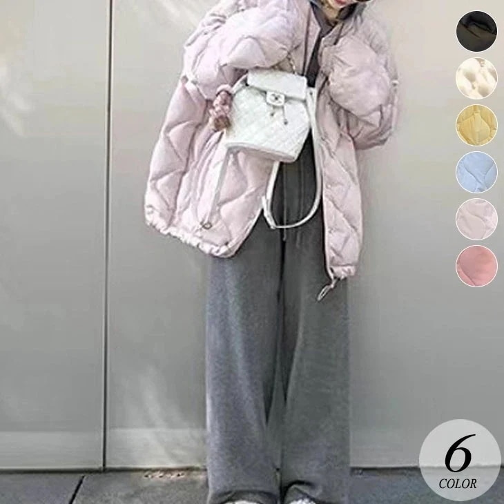 ダウンジャケット レディース 秋 冬 ブルゾン アウター 中綿 暖かい 防寒 保温 ダウン ゆったり オーバーサイズ 体型カバー キルティング キルティングジャケット 羽織り 重ね着 韓国ファッション