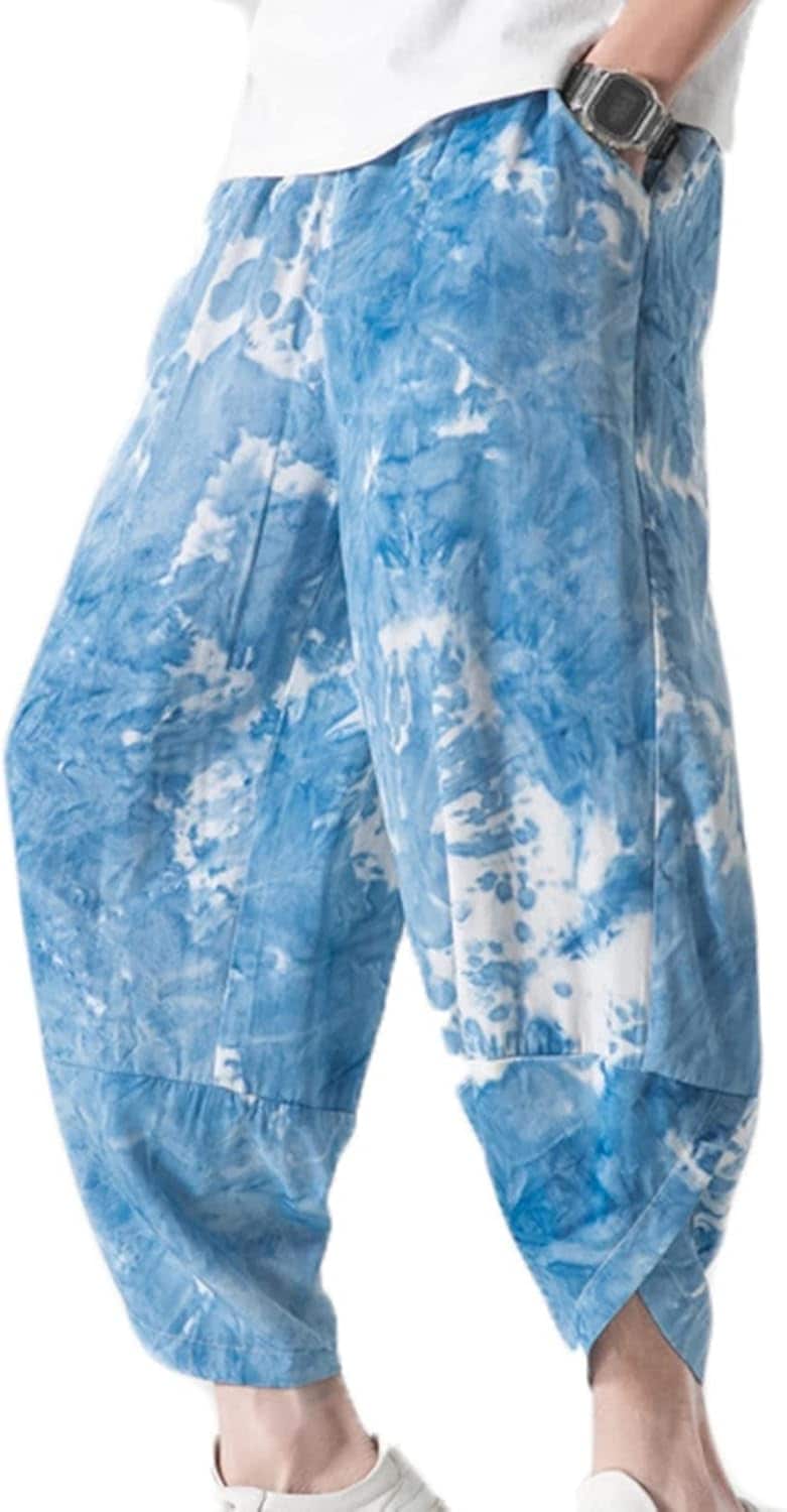 パンツ メンズ 9分丈 ロングパンツ M~5XL メンズ ワイドパンツ タイダイ染め オシャレ カジュアル 大きいサイズ バギー 長ズボン 夏 男女兼用 ダンスウェア カジュアル 通