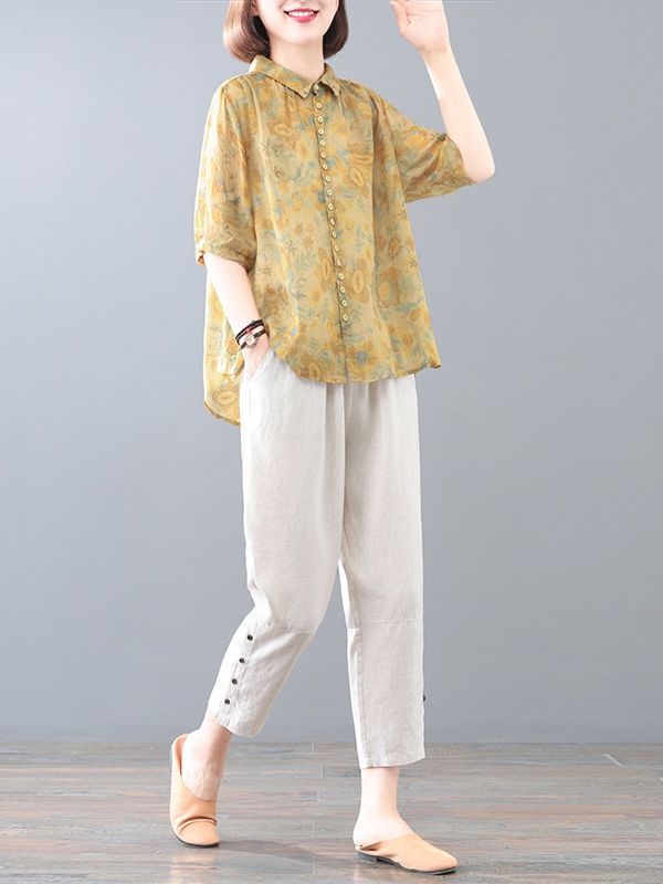 涼しく楽ちんセットアップ レディース 韓国 半袖 24新型ゆとり遮肉痩せ見えママ着花柄2点セット女 ウェア セットアップ スウェット上下セット スーツ