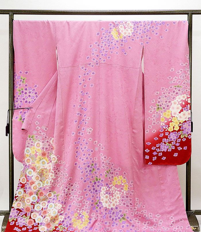 振袖 新品仕立済 正絹 雪輪桜模様 身丈177cm 裄丈72cm 振袖 新品 仕立て上がり 着物 e