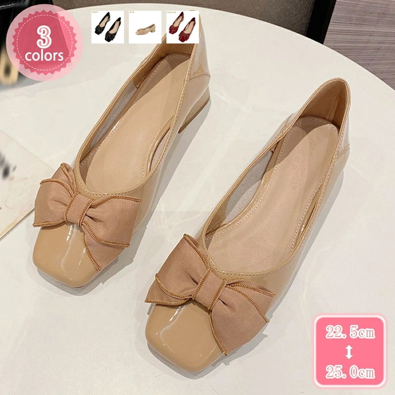 1000円OFFクーポン パンプス ローヒール レディース スクエアトゥ 2.5cmヒール 美脚効果 太ヒール 痛くない 疲れない ビジネス チャンキーヒール エナメル調 かわいい カジュアル パーテ