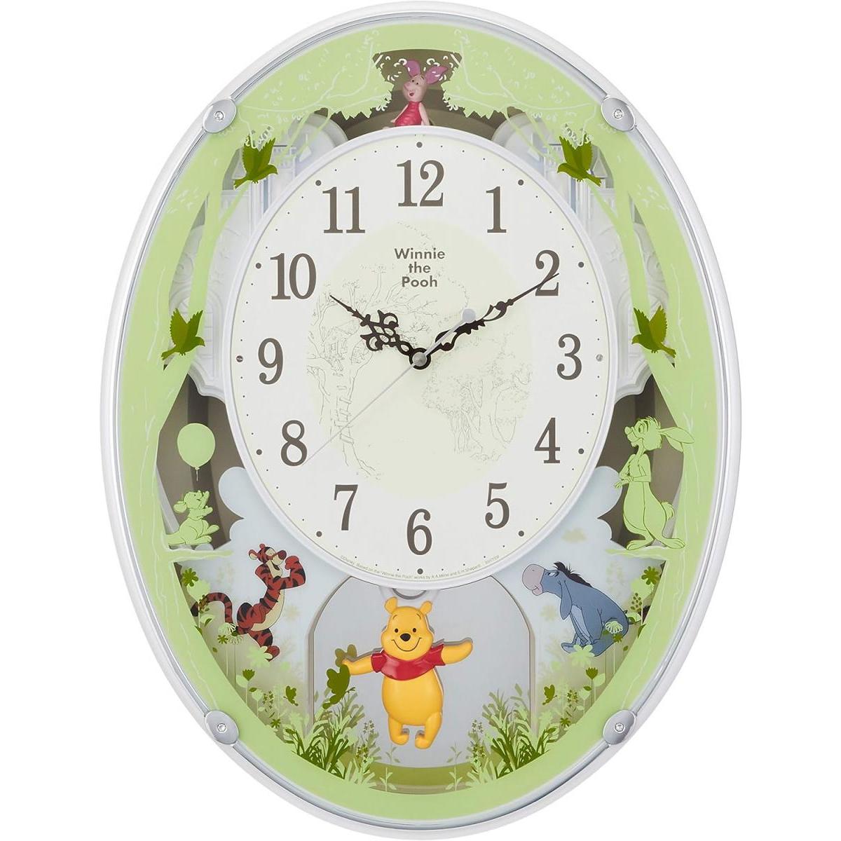 【在庫有・即納】RHYTHM(リズム) 電波掛時計(アミュージングタイプ) 4MN523MC03　Disney くまのプーさんM523 アミューズ時計