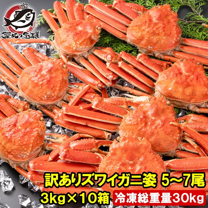 訳あり ズワイガニ 姿 合計30kg前後 50～70尾 3kg×10箱 冷凍ゆでがに 本ズワイガニ ボイル冷凍 ズワイ蟹 ずわいがに かに カニ 蟹 ずわい蟹 豊洲市場 かに鍋 焼きガニ おせち
