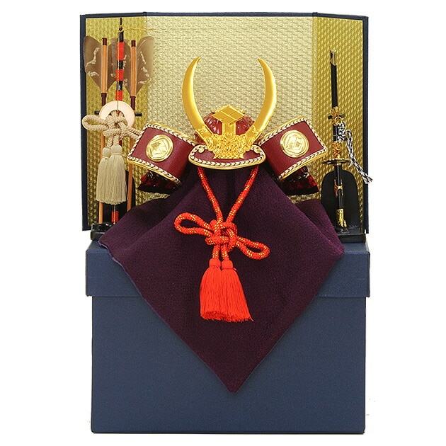 五月人形 弓太刀付！獅子噛の前立【武田菱】が凛々しい武田信玄公型ミニ兜飾り初節句