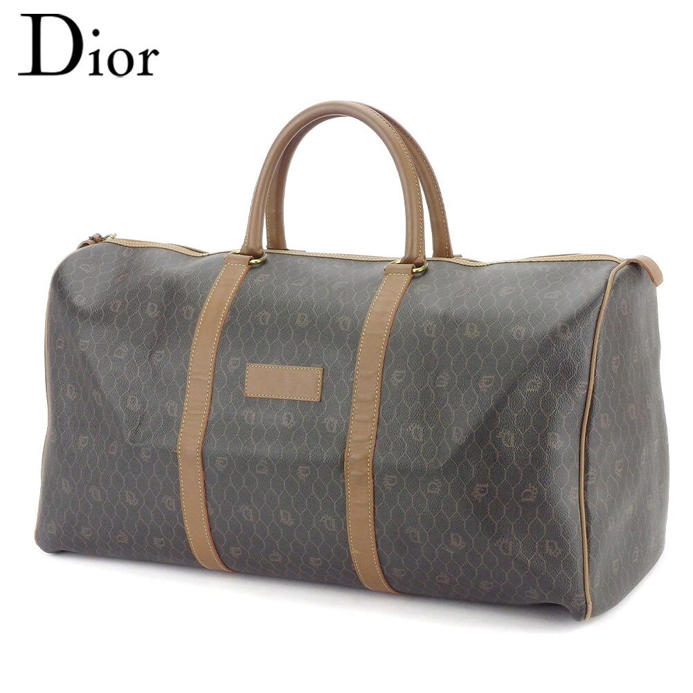 ボストンバッグ トラベルバッグ 旅行用バッグ ロゴ柄 オールドディオール ブラック ブラウン ゴールド 中古