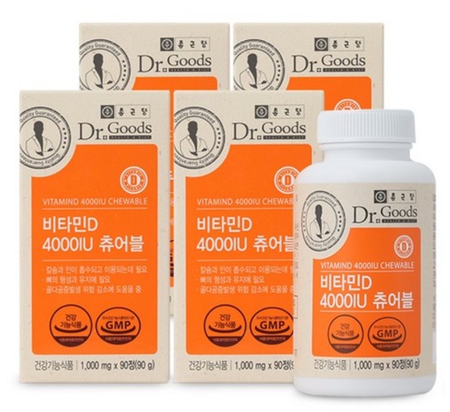 ドクターグッズ ビタミンD 4000IU チュアブル 90粒 4個
